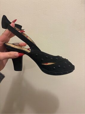 Black Studded Slingback Heel - Women's Dress Shoe